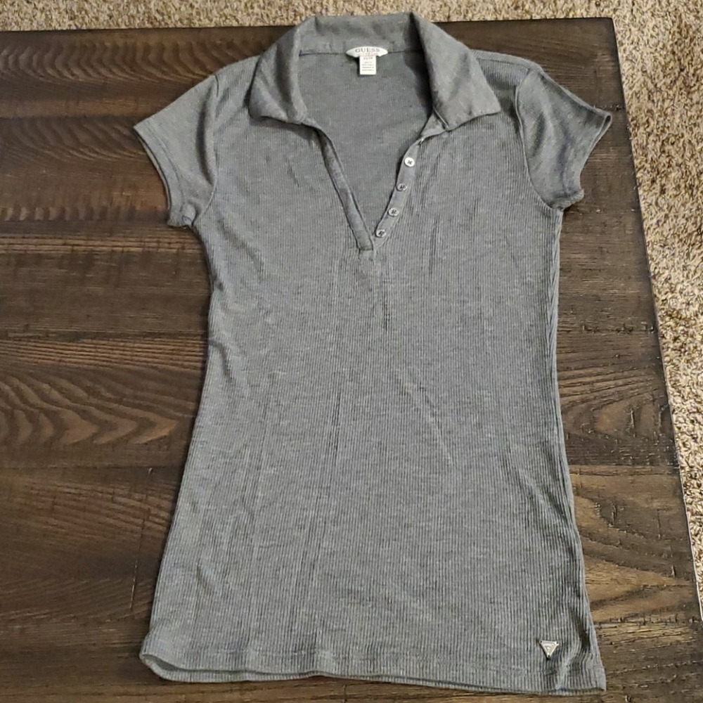Gray V neck Top